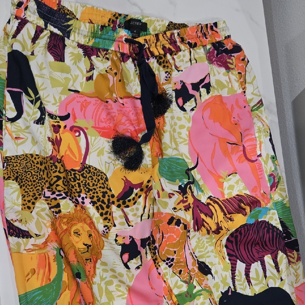 J. Crew Multicolor Animal Print Pants Size 4